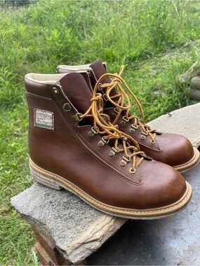 Men's Brown Leather Lace-Up Work Boots /Wading Shoes Size 11.5